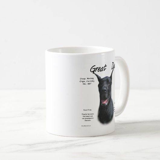 Zwart Groot Deen Geschiedenis Ontwerp Koffiemok (Voorkant rechts)