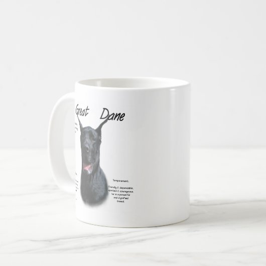 Zwart Groot Deen Geschiedenis Ontwerp Koffiemok (Voorkant links)