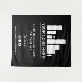 Zwart groot logo en sociale media-achtergrond wandkleed (Voorkant (horizontaal))