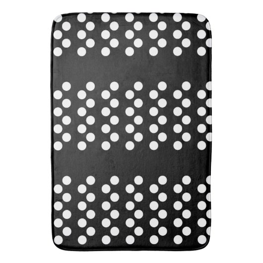 Zwart: Groot wit Polka Dot Patroon Badmat (Voorkant Verticaal)
