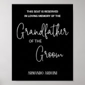 Zwart Grootvader van de bruidegom Memorial bruilof Poster (Voorkant)