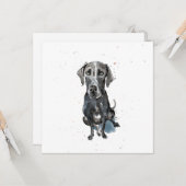 Zwart Grote Deen leuk waterverf splatter Dank je w Kaart (Voorkant / Achterkant in situ)