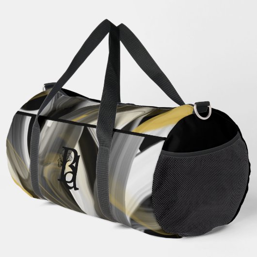 Zwart Grote Duffel Bag Trend Abstract Wit Goud Plunjezak (Rechterhoek)