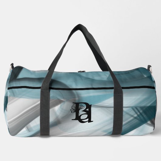 Zwart Grote Gym Bag Trend Abstract Blauwe Oceaan Plunjezak (Voorkant)