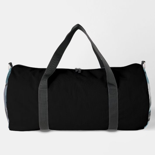 Zwart Grote Gym Bag Trend Abstract Blauwe Oceaan Plunjezak (Achterkant)