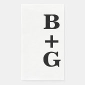 Zwart Grote Moderne Bruiloft Initialen | Wit Servet (Voorkant)