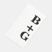 Zwart Grote Moderne Bruiloft Initialen | Wit Servet (Hoek)