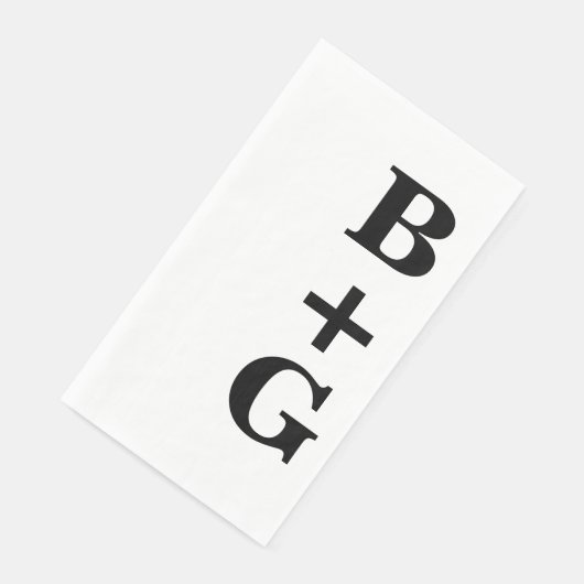 Zwart Grote Moderne Bruiloft Initialen | Wit Servet (Hoek)