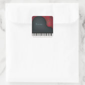 Zwart Grote Piano Elegante Muziek Custom Vierkante Sticker (Tas)