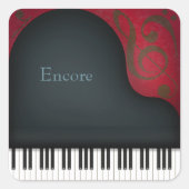 Zwart Grote Piano Elegante Muziek Custom Vierkante Sticker (Voorkant)