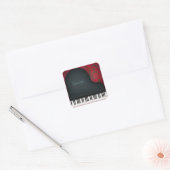 Zwart Grote Piano Elegante Muziek Custom Vierkante Sticker (Envelop)