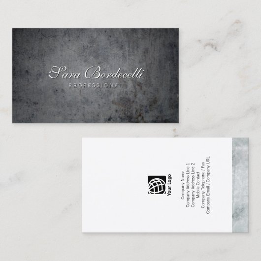 Zwart Grunge Achtergrond Professioneel Visitekaart Visitekaartje (Voorkant / Achterkant)