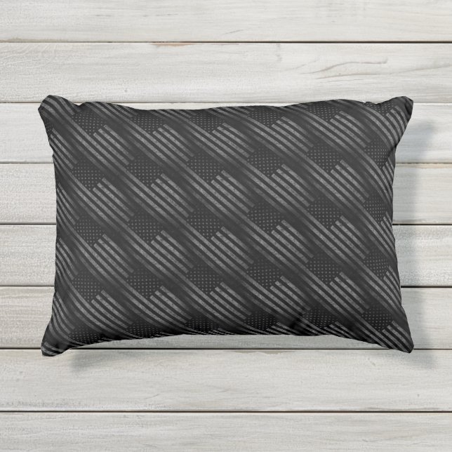  zwart grunge Amerikaanse vlag dubbele patroon Buitenkussen (Voorkant)