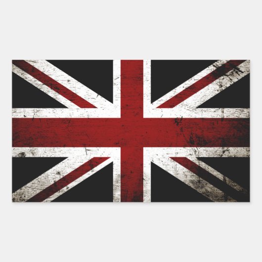 Zwart Grunge Engeland Vlag 3 Rechthoekige Sticker (Voorkant)