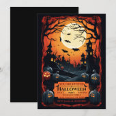 ZWART GRUNGE GEÏLLUSTREERD HALLOWEEN PARTY KAART (Voorkant / Achterkant)