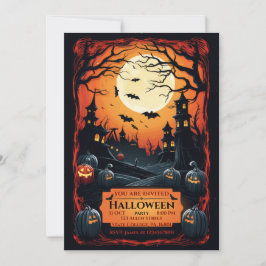 ZWART GRUNGE GEÏLLUSTREERD HALLOWEEN PARTY KAART