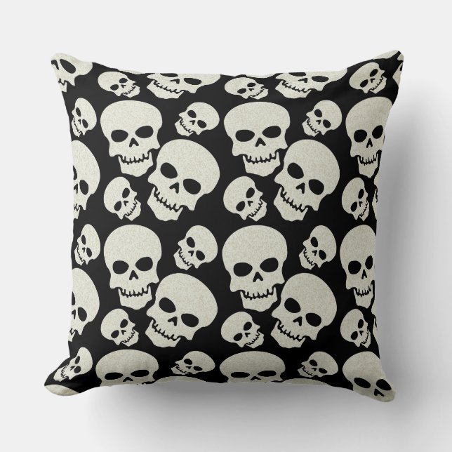 Zwart Grunge schedel ontwerp Kussen (Voorkant)