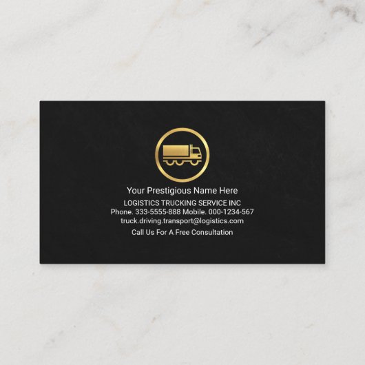 Zwart Grunge Textuur Gouden Stripe Trucker Visitekaartje (Achterkant)