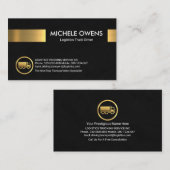 Zwart Grunge Textuur Gouden Stripe Trucker Visitekaartje (Voorkant / Achterkant)