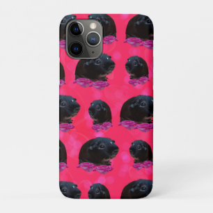 Zwart-Guinea Varkens op roze rozen Case-Mate iPhone Case