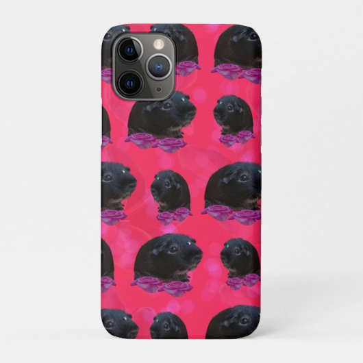 Zwart-Guinea Varkens op  roze rozen Case-Mate iPhone Case (Achterkant)