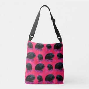 Zwart-Guinea Varkens op roze rozen Crossbody Tas