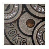 Zwart Gym Gewichten Fitness Tegeltje (Voorkant)