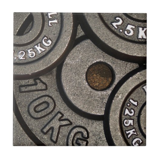 Zwart Gym Gewichten Fitness Tegeltje (Voorkant)