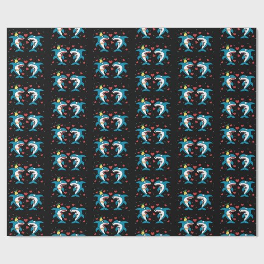 zwart haaienpatroon cadeaupapier (Vlak)