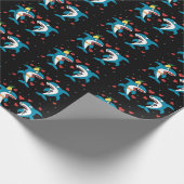 zwart haaienpatroon cadeaupapier (Hoek)
