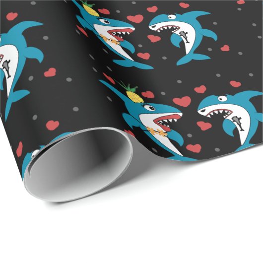 zwart haaienpatroon cadeaupapier (Rol Hoek)