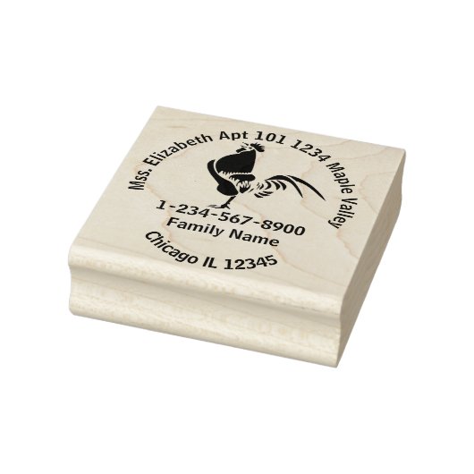 Zwart haan kraaien Contactgegevens Rubber S Rubberstempel (Stempel)