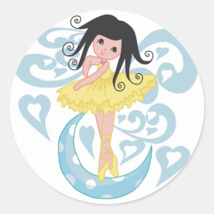 Zwart Haar Ballerina Tshirts en geschenken Ronde Sticker