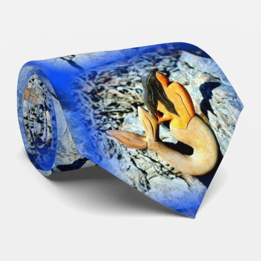 zwart haar blauw stropdas (Opgerold)