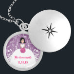Zwart Haar Lavendel Bruiloft Bruidsmeisje Ketting<br><div class="desc">Unieke geschenken voor brunette bruidsmeisjes, Keepsake Kettingen Kies ofwel Silver Plated Gold Finish of Sterling Silver Unique Personalized Custom !st Christmas Gift Wedding Keepsake Wedding Party Kettingen - om de achtergrond kleur te wijzigen - klik aanpassen - klik bewerken - kies laatste gereedschap in drop-down menu en kies uit een...</div>
