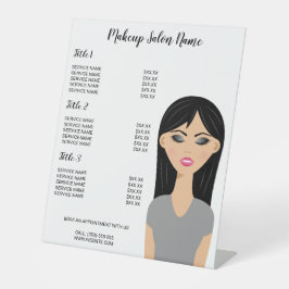 Zwart haar Make-up Meisje Close-up Make-up Artiest Reclamebord Met Voetstuk