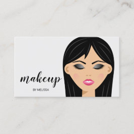 Zwart haar make-up meisje close-up visagist visitekaartje