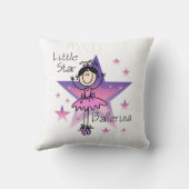 Zwart Haar Meisje Little Star Ballerina Kussen (Achterkant)