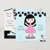 Zwart Haar Meisje Schaatsen Party Uitnodigingen (Voorkant / Achterkant)