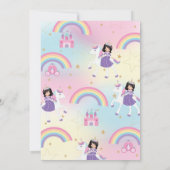 Zwart Haar Prinses Eenhoorn Regenboog Verjaardagsf Kaart (Achterkant)