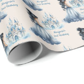 Zwart Haar Prinses en Kasteel Cadeaupapier (Rol Hoek)