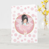 Zwart haar roze fee kaart (Gele Bloem)