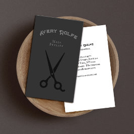  zwart haar styliste of kapper schaar visitekaartje
