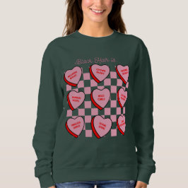 Zwart haar Valentijnskaart snoep hart sweatshirt