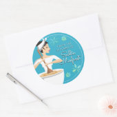 Zwart haar vrouw bakkerij uit de keuken van ronde sticker (Envelop)