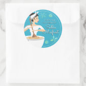 Zwart haar vrouw bakkerij uit de keuken van ronde sticker (Tas)