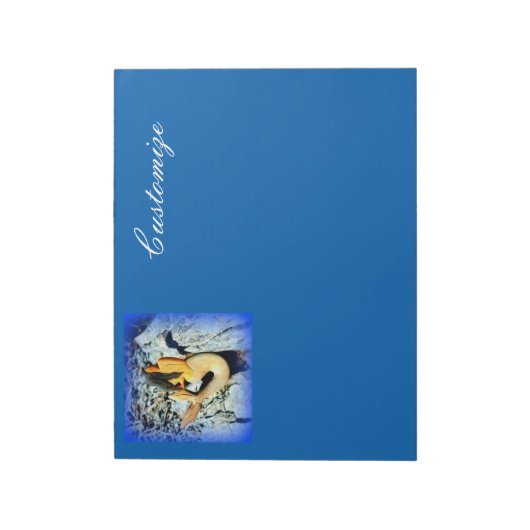 zwart haar zeemeermin blauw aangepast notitieblok (Linkerzijde)