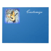 zwart haar zeemeermin blauw aangepast notitieblok (Voorkant)