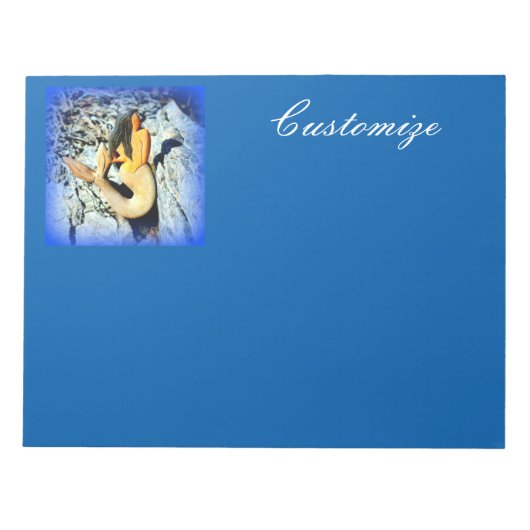 zwart haar zeemeermin blauw aangepast notitieblok (Voorkant)