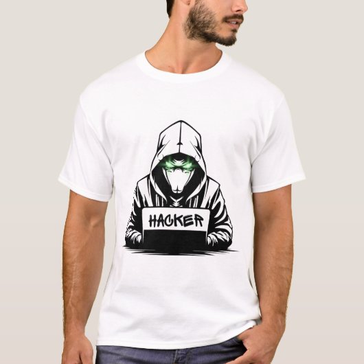 Zwart Hacker T-shirt ontwerp (Voorkant)